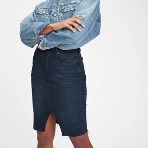 Gap Petite  Denim Pencil Skirt dark wash
